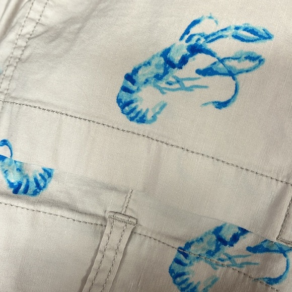 Anthropologie Maeve Size 30 lobster White Pants with Blue Print - Picture 3 of 4